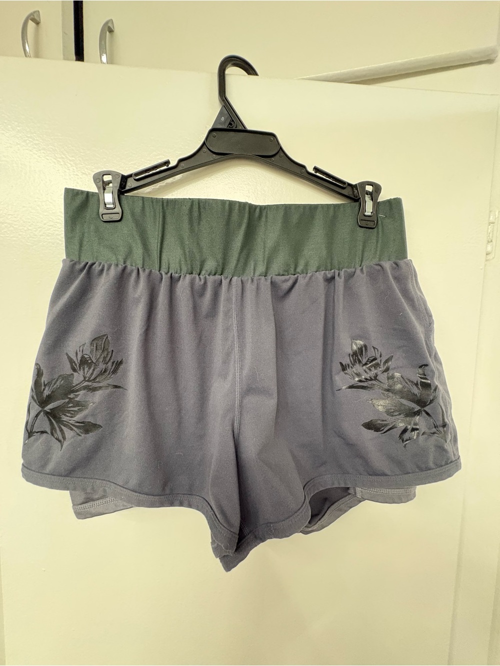 Fabletics Two-Tone Floral Waistband Athletic Shorts